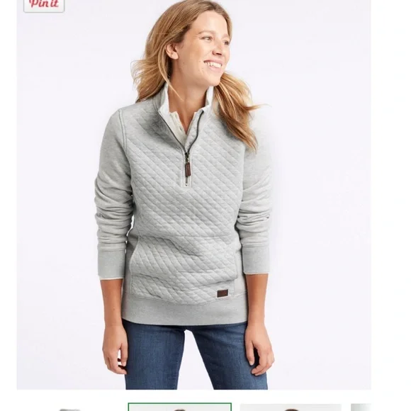 L.L. Bean Gray Quilted Sweatshirt - Picture 1 of 14